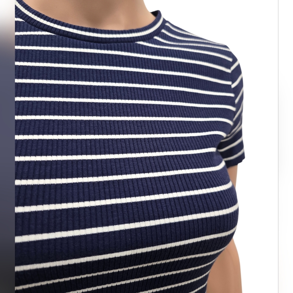 Polo Ralph Lauren Striped Rib-knit Cropped Striped Top Pullover - Picture 5 of 9
